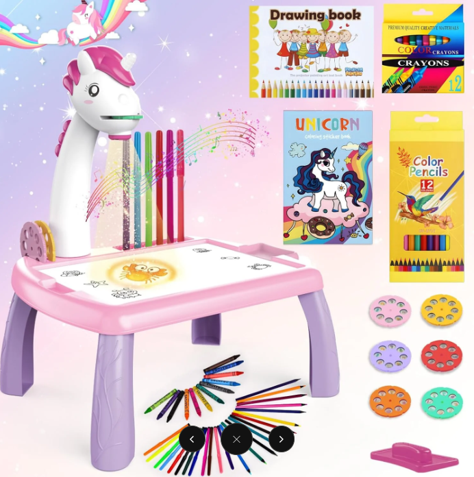 Escritorio de aprendizaje para niños unicornio rosa