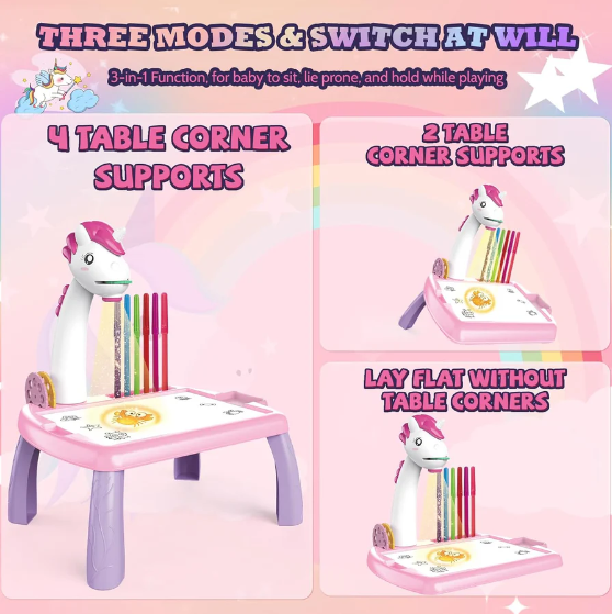 Escritorio de aprendizaje para niños unicornio rosa
