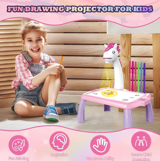 Escritorio de aprendizaje para niños unicornio rosa