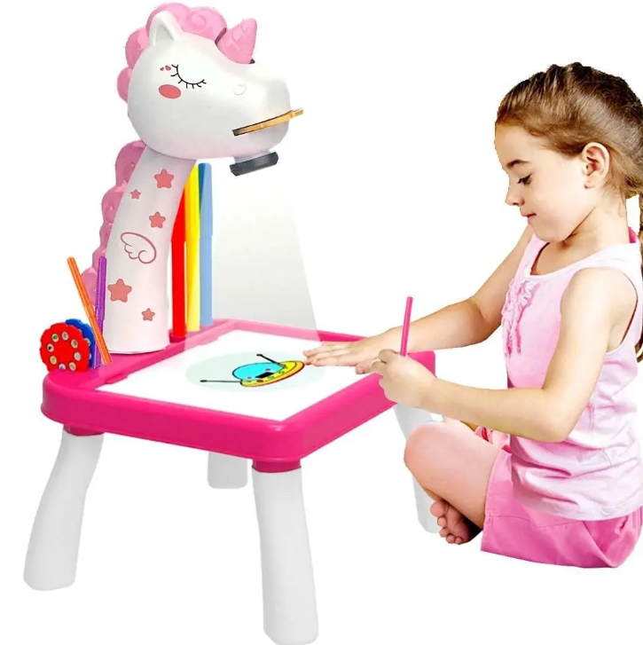 Escritorio de aprendizaje para niños unicornio rosa