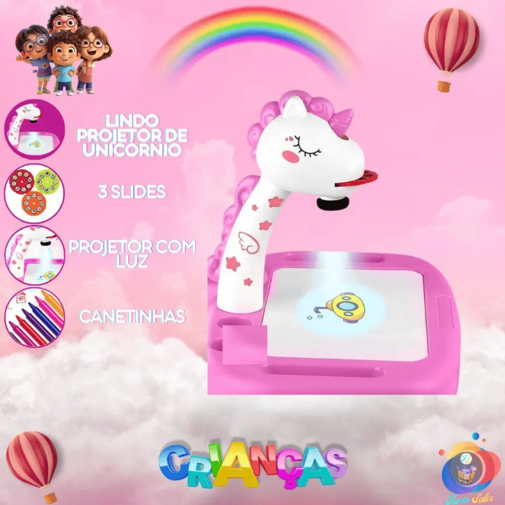 Escritorio de aprendizaje para niños unicornio rosa