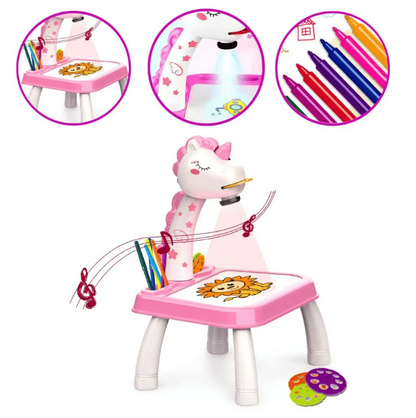 Escritorio de aprendizaje para niños unicornio rosa