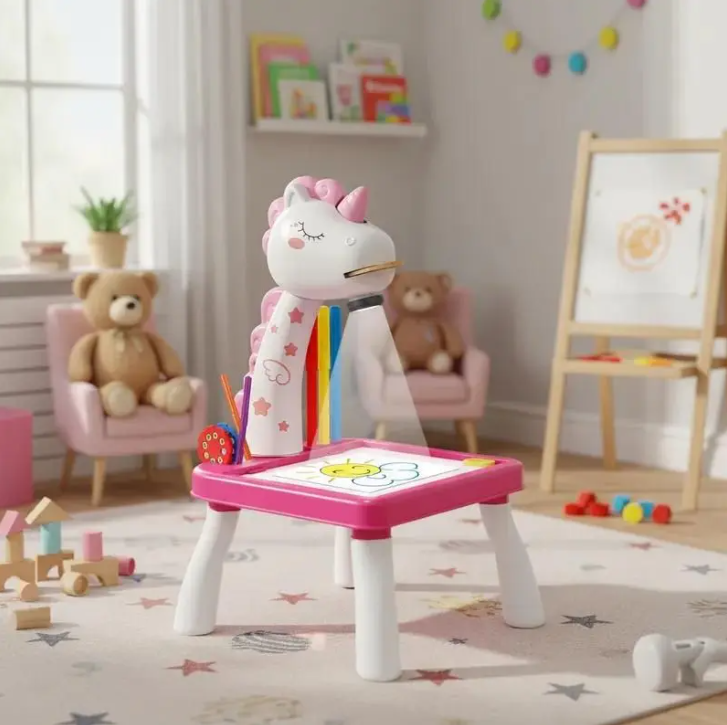 Escritorio de aprendizaje para niños unicornio rosa