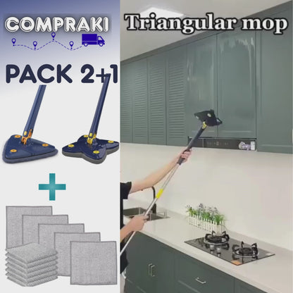 Pack 2+1 - Fregona telescópica +  kit de paños de limpieza