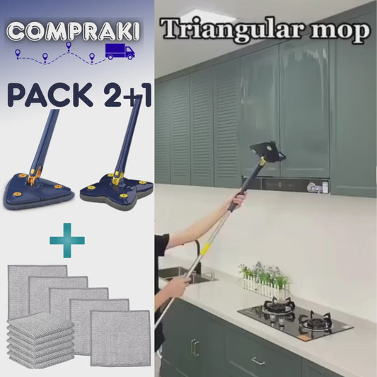 Pack 2+1 - Fregona telescópica +  kit de paños de limpieza