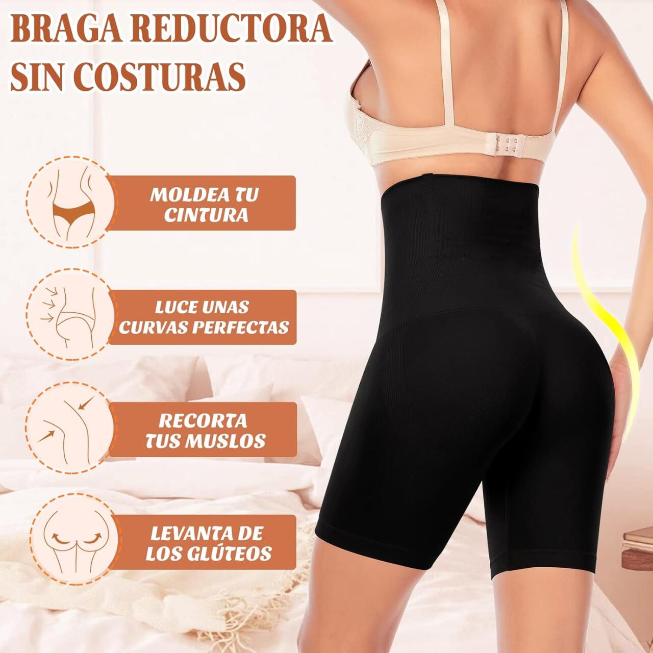 🔥 Faja moldeadora Negro-Reductora de Cintura Alta para Mujer